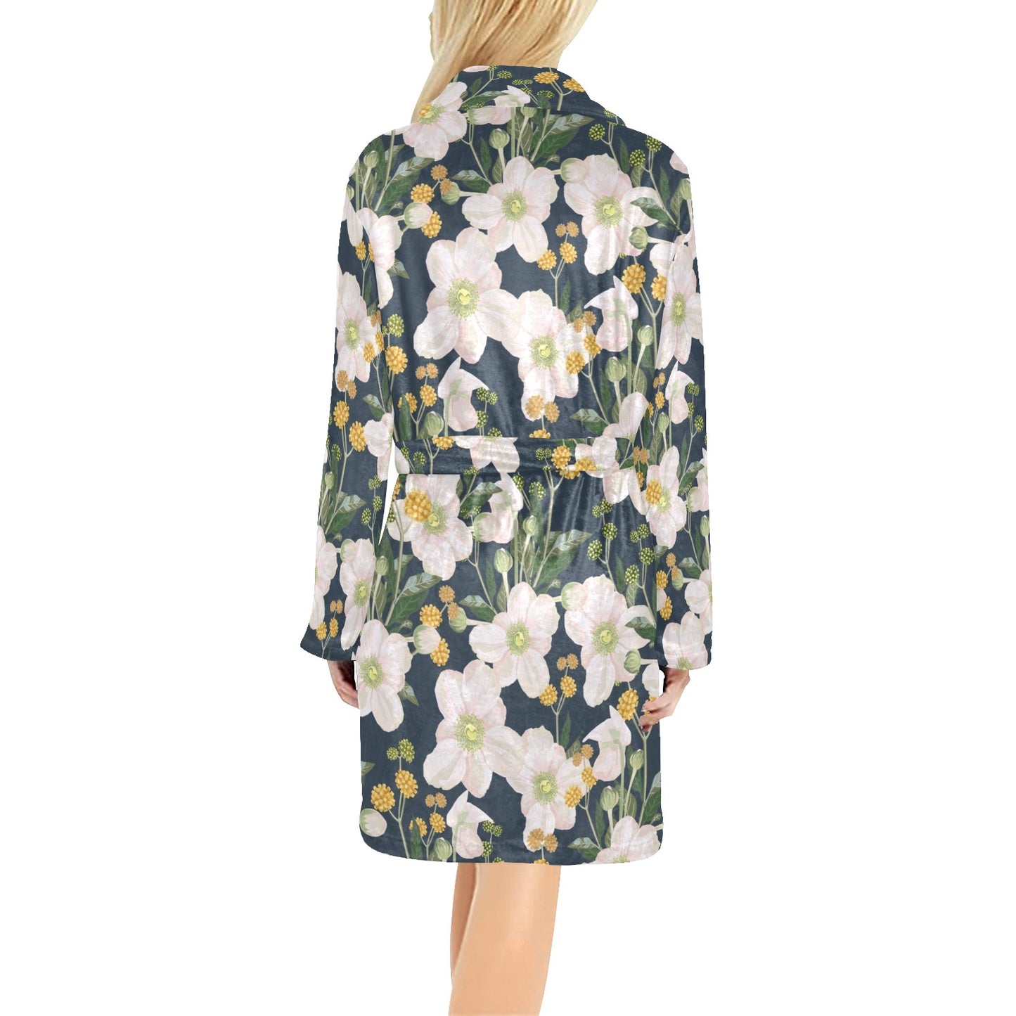 Anemone Pattern Print Design AM04 Women's Fleece Robe