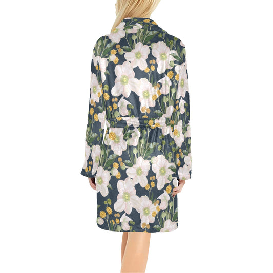 Anemone Pattern Print Design AM04 Women's Fleece Robe