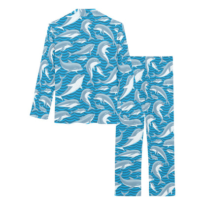 Dolphin Cute Print Pattern Women's Long Pajama Set