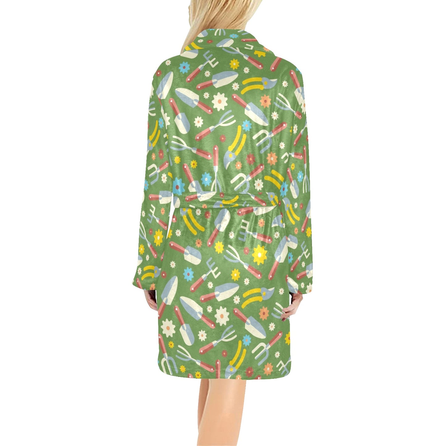 Gardening Pattern Print Design G06 Women's Fleece Robe