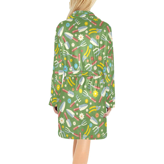 Gardening Pattern Print Design G06 Women's Fleece Robe