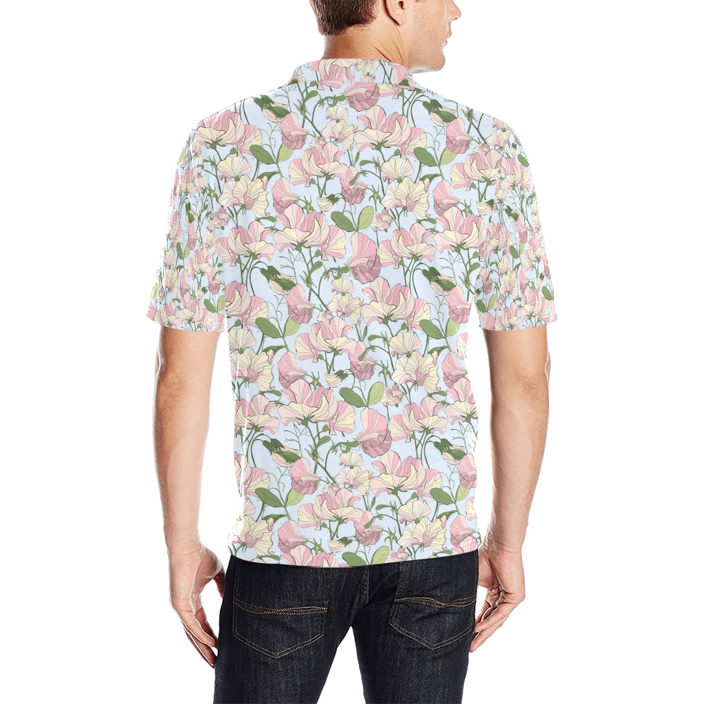 Sweet Pea Print Design LKS304 Men Polo Shirt