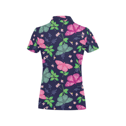 Monarch Butterfly Pattern Print Design 03 Women's Polo Shirt