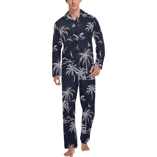 Pacific island Pattern Print Design A02 Men's Long Pajama Set