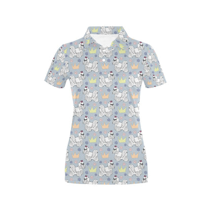 Maltese Pattern Print Design 04 Women's Polo Shirt