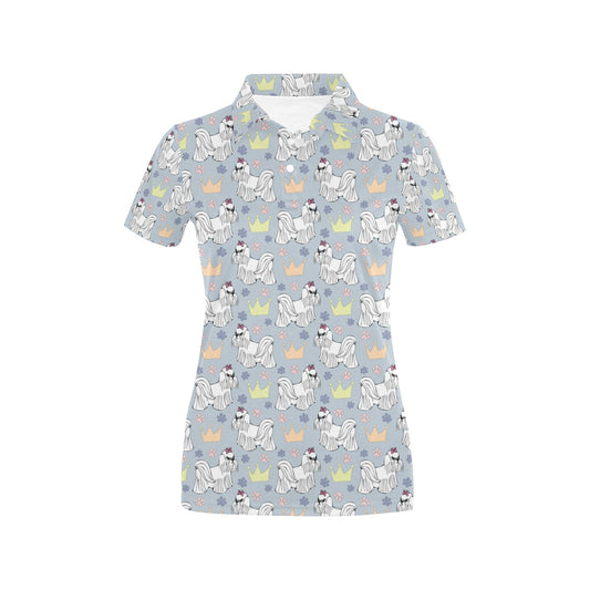Maltese Pattern Print Design 04 Women's Polo Shirt