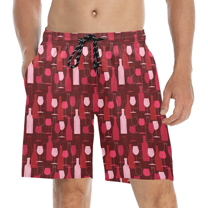 Wine Print Design LKS304 Men's Swim Trunks Beach Shorts