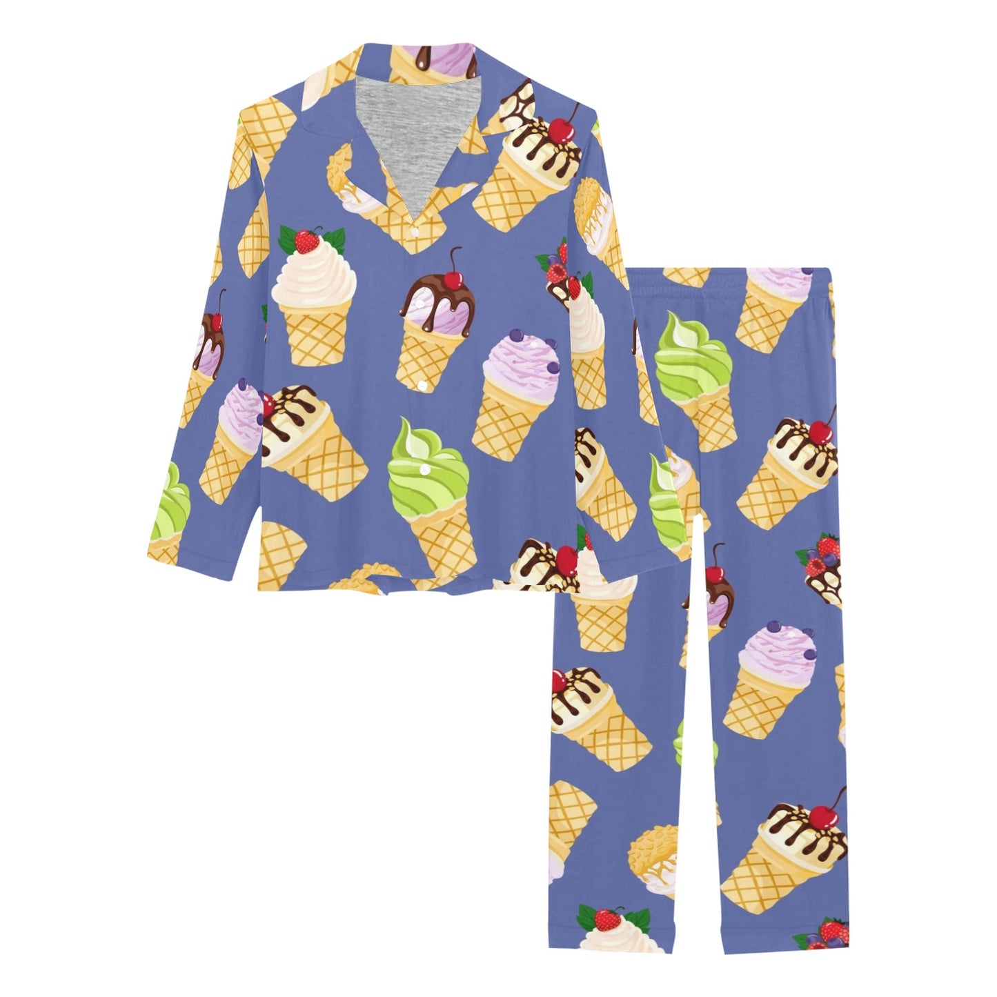 Ice Cream Pattern Print Design IC03 Women's Long Pajama Set