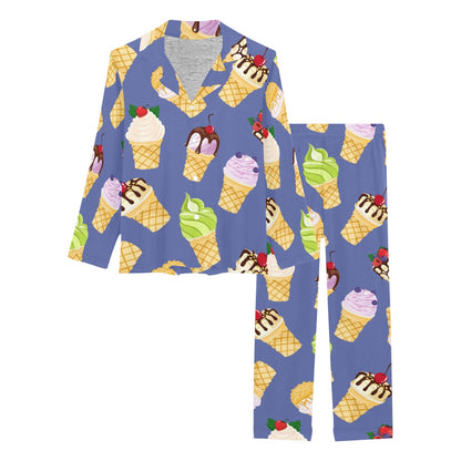 Ice Cream Pattern Print Design IC03 Women's Long Pajama Set