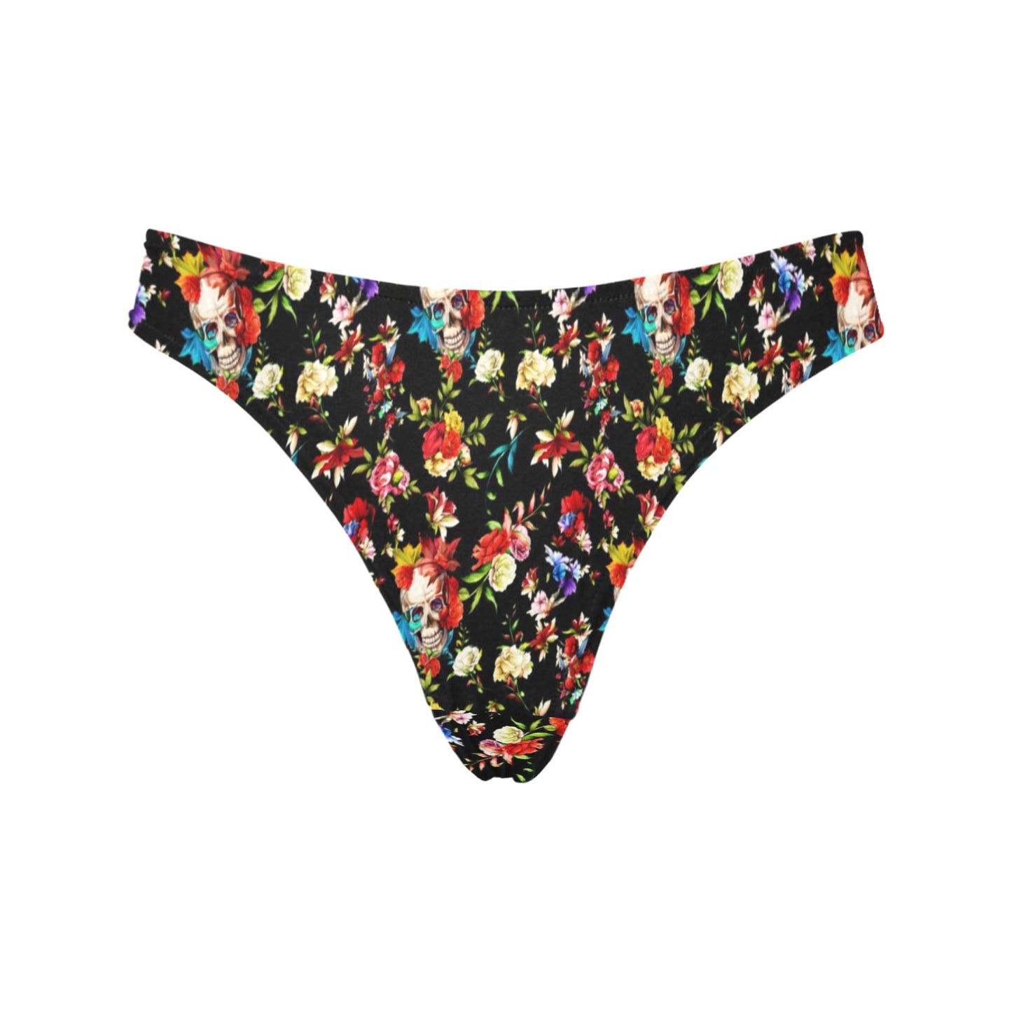 Skull Roses Flower Design Themed Print Women's Thongs