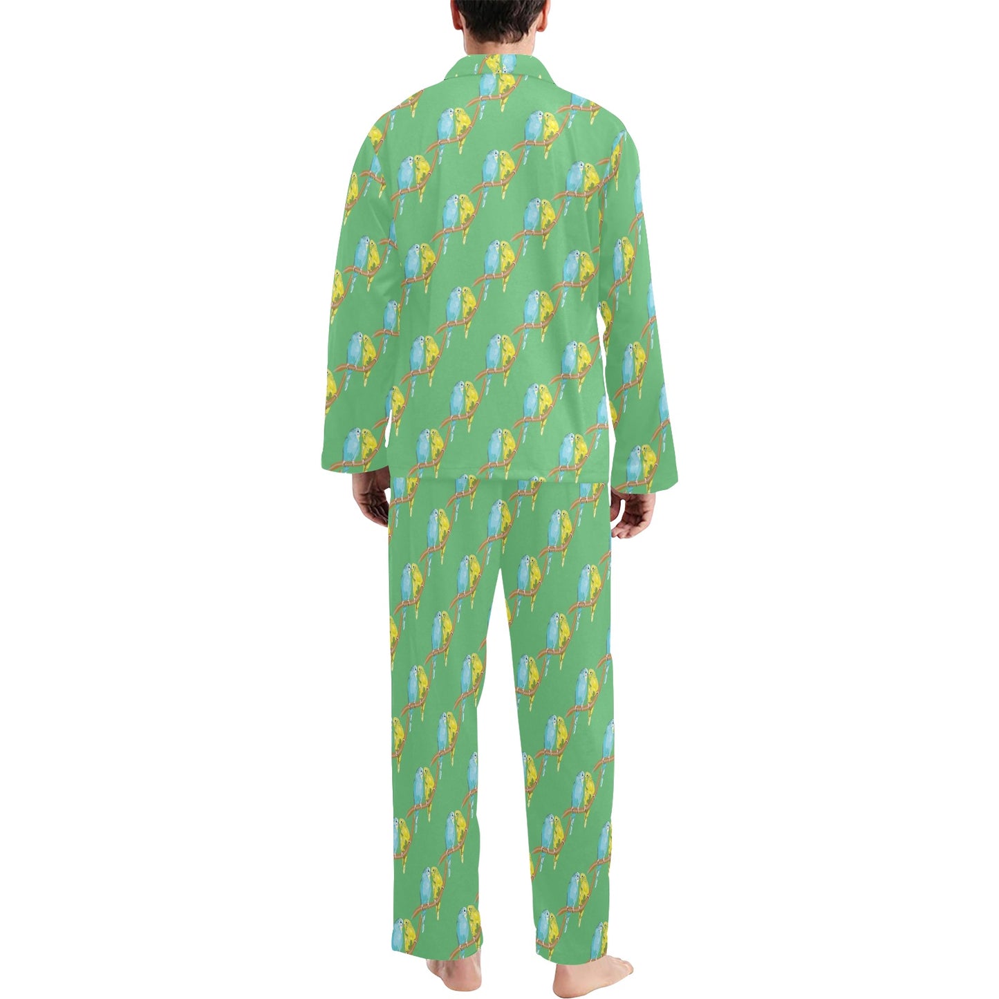 Budgerigar Pattern Print Design 01 Men's Long Pajama Set