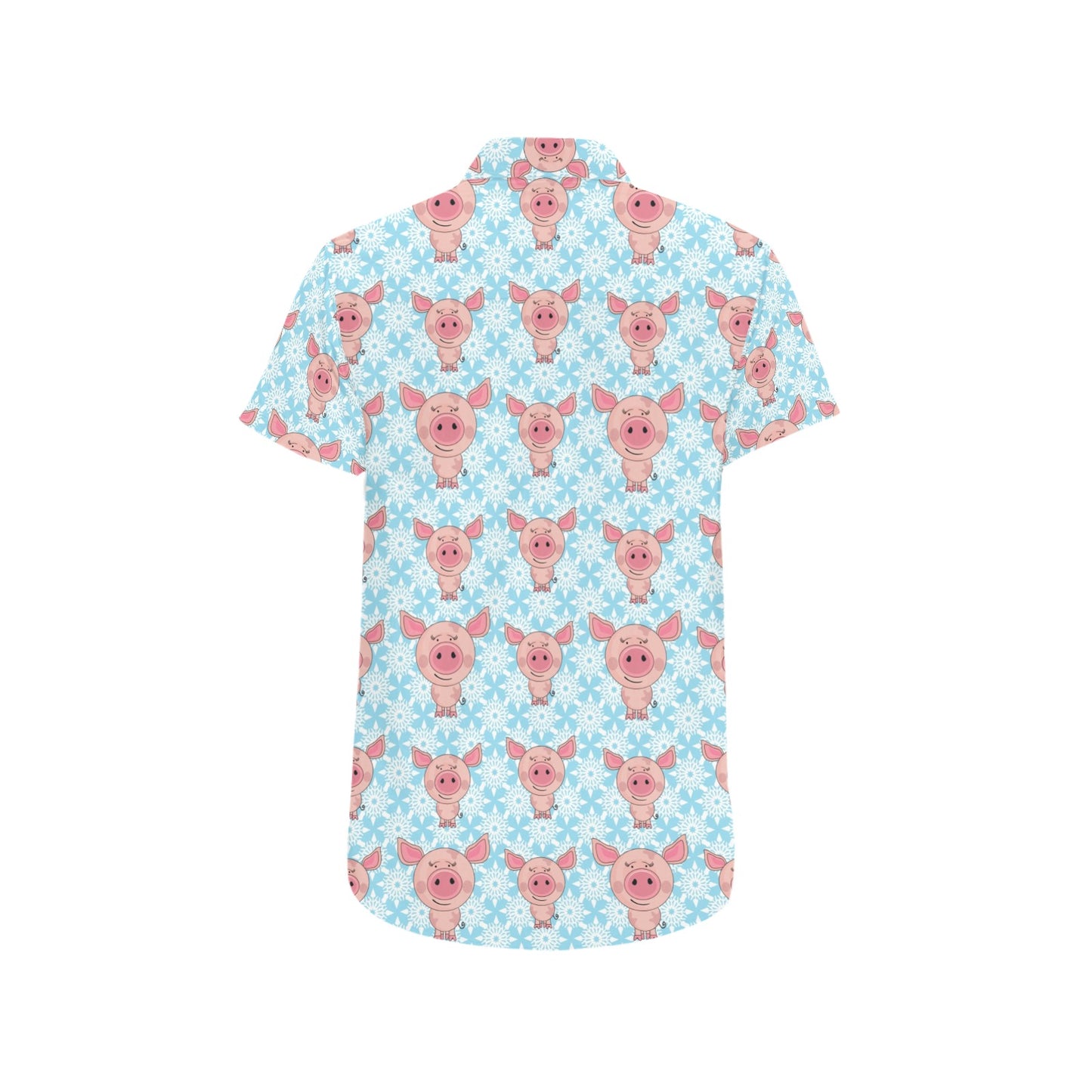 Pig Print Design LKS402 Men Short Sleeve Button Up Shirt