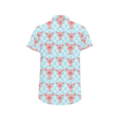 Pig Print Design LKS402 Men Short Sleeve Button Up Shirt
