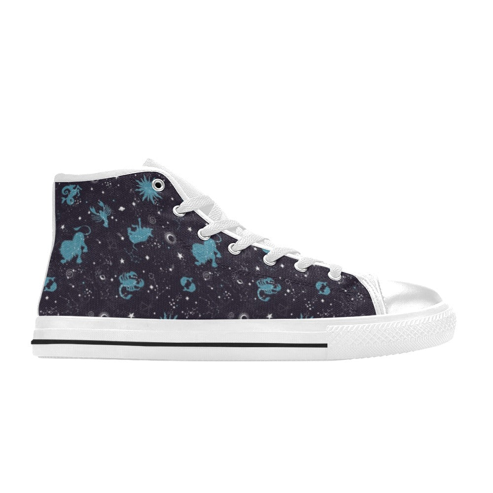 Zodiac Print Design LKS303 Men's High Top Canvas Shoes