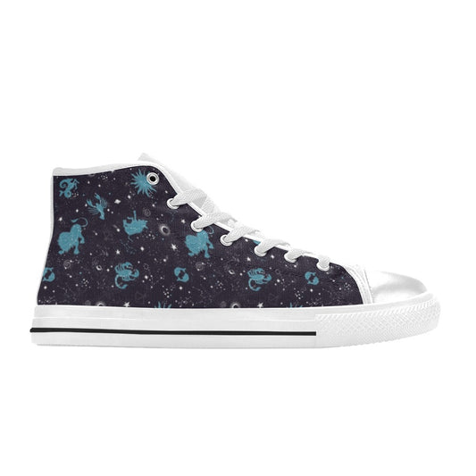Zodiac Print Design LKS303 Men's High Top Canvas Shoes