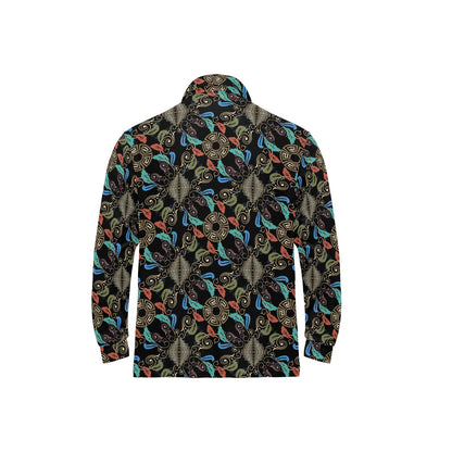 Ancient Greek Print Design LKS308 Long Sleeve Polo Shirt For Men's