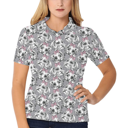 Maltese Pattern Print Design 01 Women's Polo Shirt