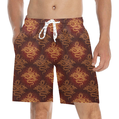 Chinese Dragons Gold Design Men's Swim Trunks Beach Shorts