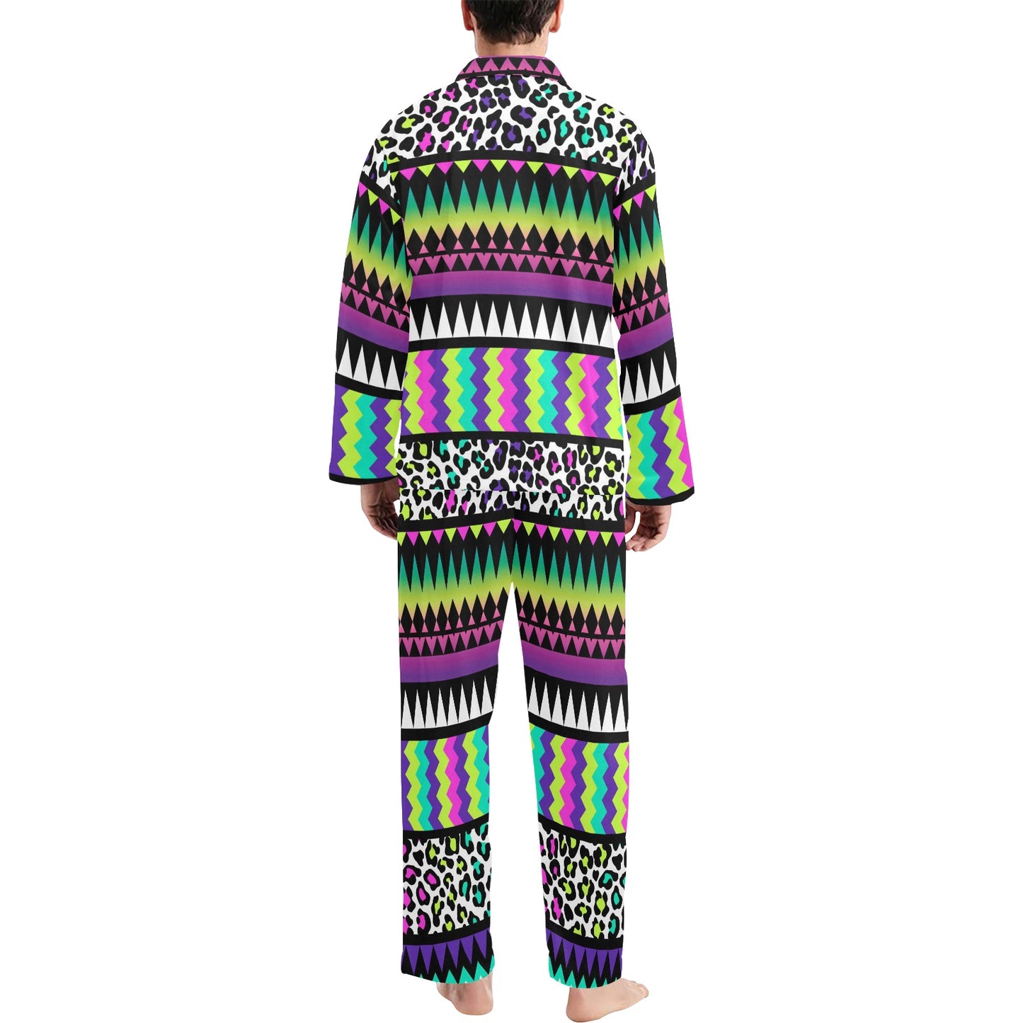 Animal Skin Aztec Rainbow Men's Long Pajama Set
