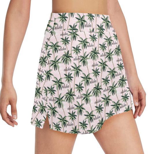 Aloha Beach Pattern Design Themed Print 17" Golf & Pickleball Skort with Pockets