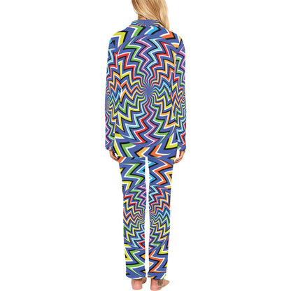Optical illusion Pattern Print Design A02 Women's Long Pajama Set