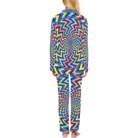 Optical illusion Pattern Print Design A02 Women's Long Pajama Set