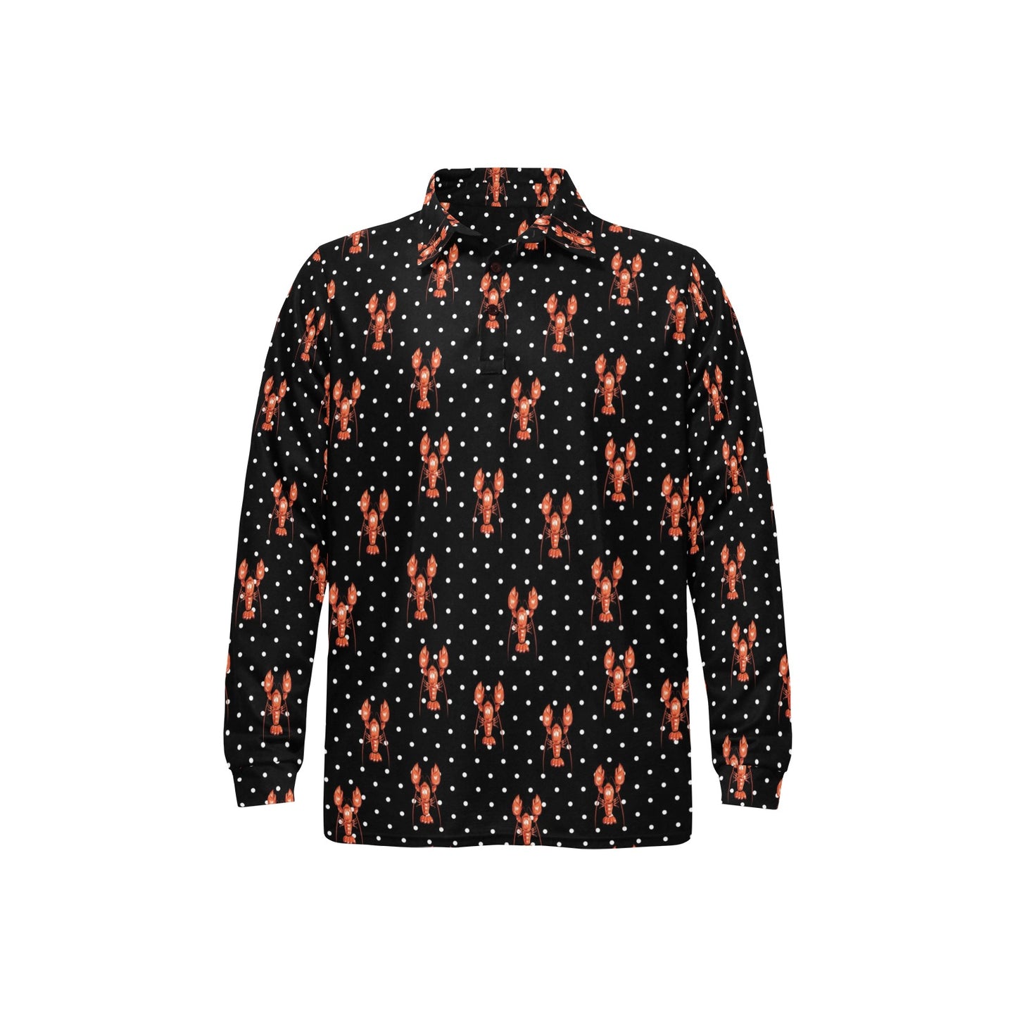 Lobster Print Design LKS401 Long Sleeve Polo Shirt For Men's