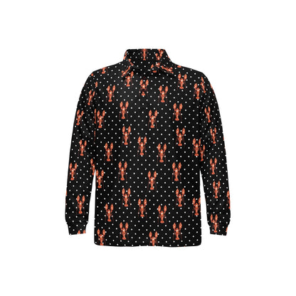 Lobster Print Design LKS401 Long Sleeve Polo Shirt For Men's