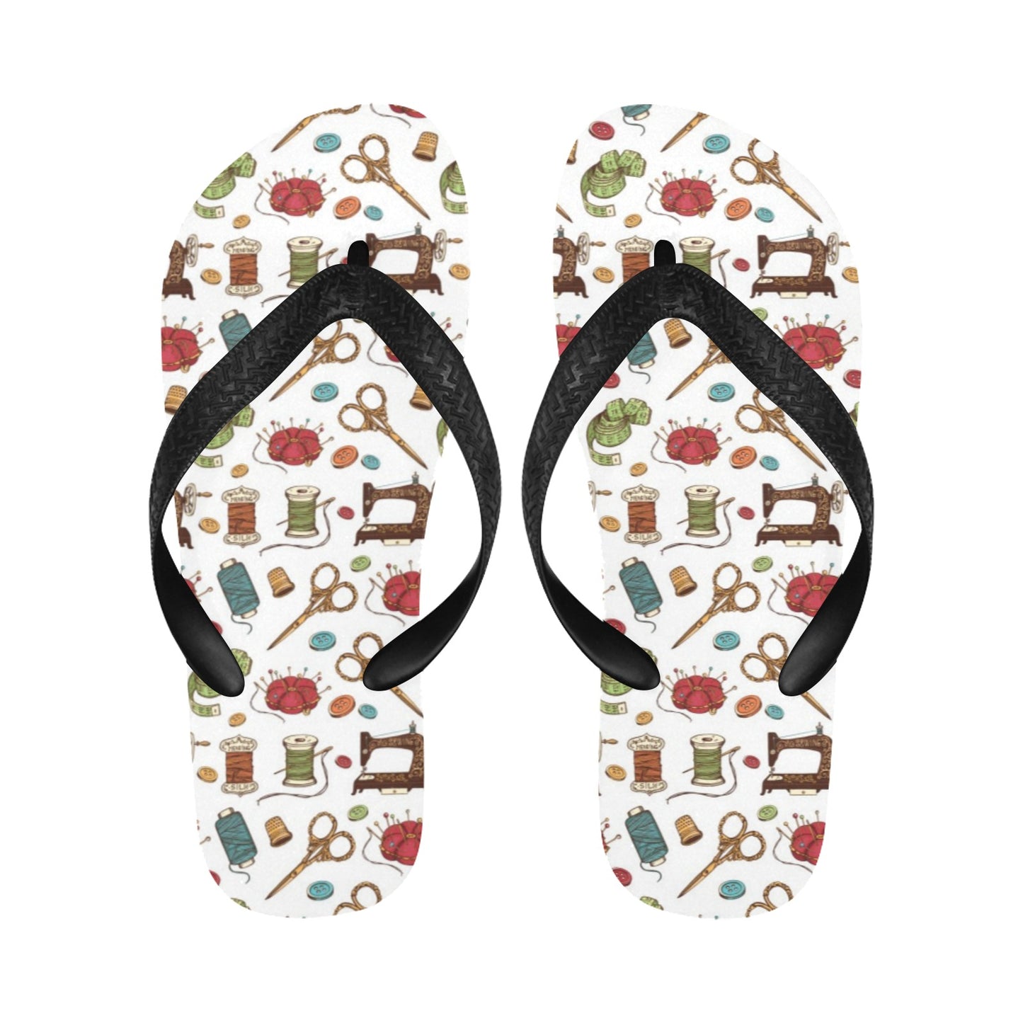 Sewing Equipment Print Design LKS304 Flip Flops