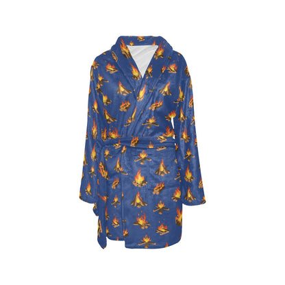 Campfire Pattern Print Design 03 Women's Fleece Robe