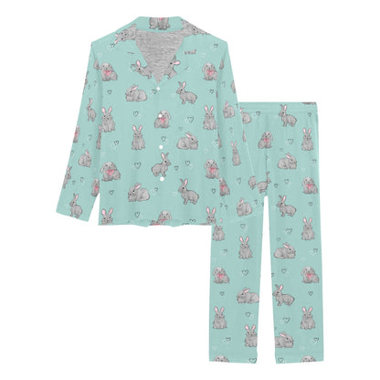 Bunny Pattern Print Design 02 Women's Long Pajama Set