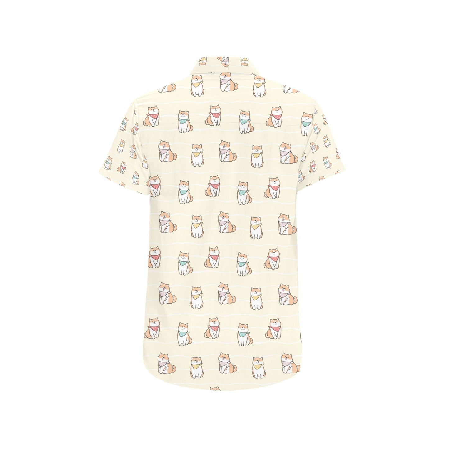 Shiba Inu Print Design LKS306 Men Short Sleeve Button Up Shirt