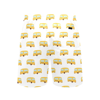 School Bus Print Design LKS306 Men's Swim Trunks Beach Shorts