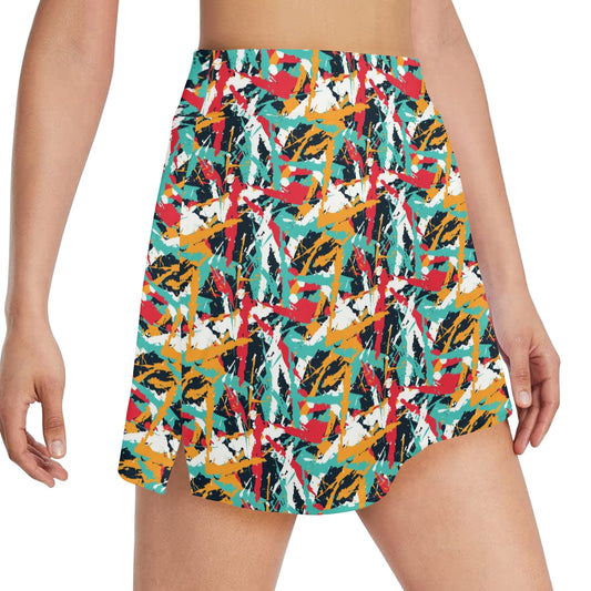 Splatter Print Design LKS304 17" Golf & Pickleball Skort with Pockets
