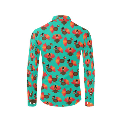 Turkey Print Design LKS402 Men's Long Sleeve Dress Shirt