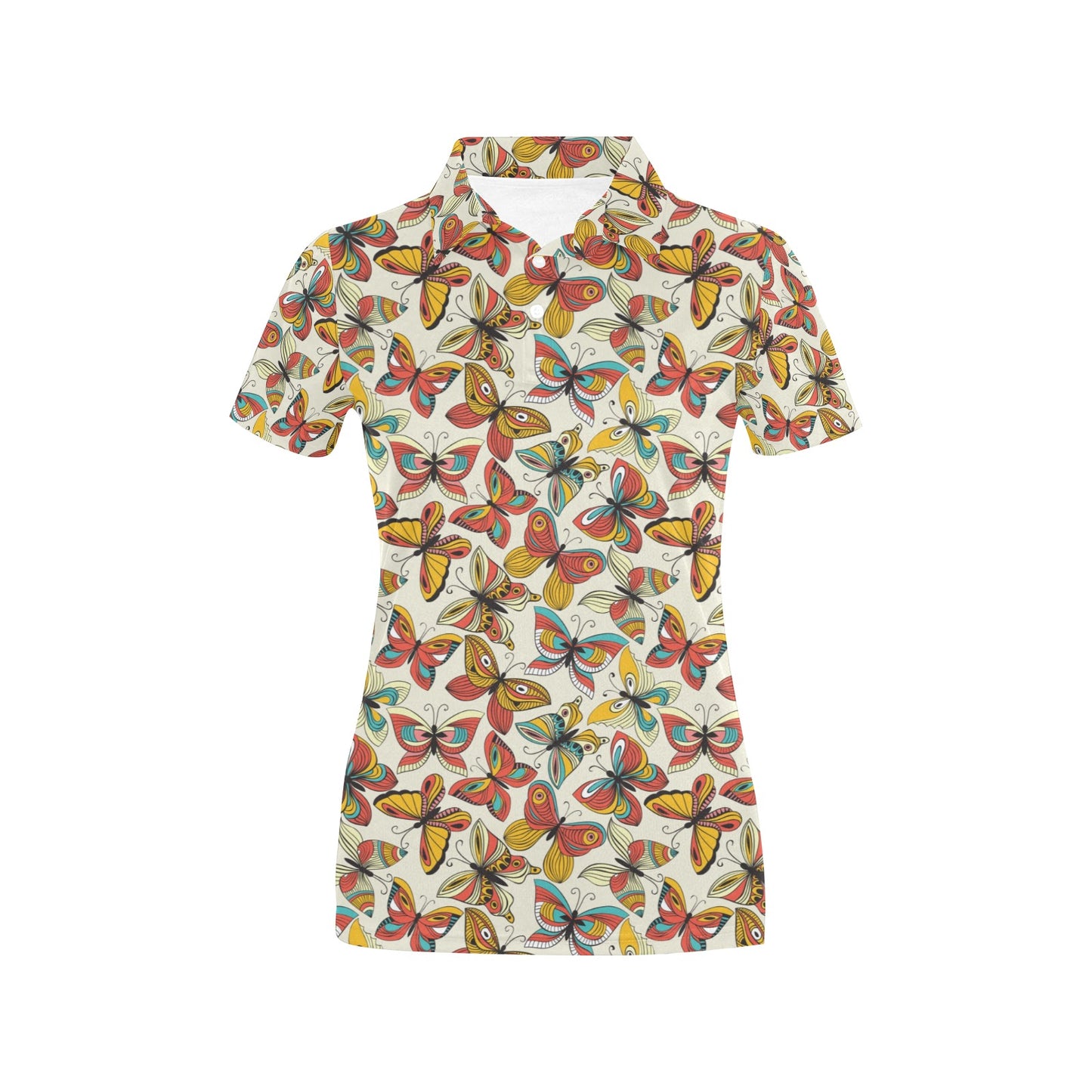 Butterfly Pattern Print Design 02 Women's Polo Shirt