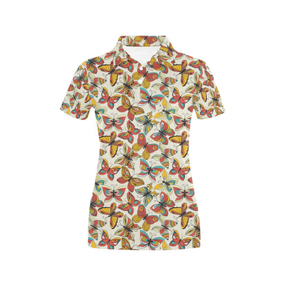 Butterfly Pattern Print Design 02 Women's Polo Shirt