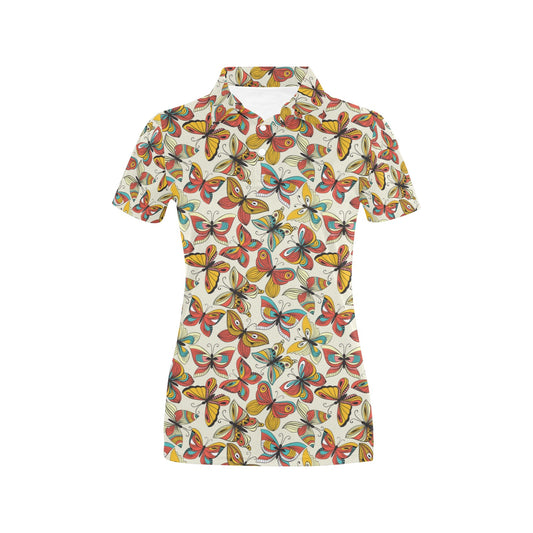 Butterfly Pattern Print Design 02 Women's Polo Shirt