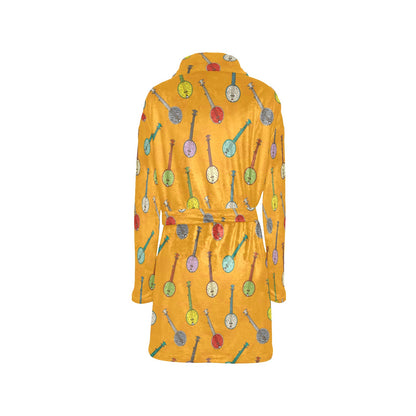 Banjo Pattern Print Design 02 Women's Fleece Robe