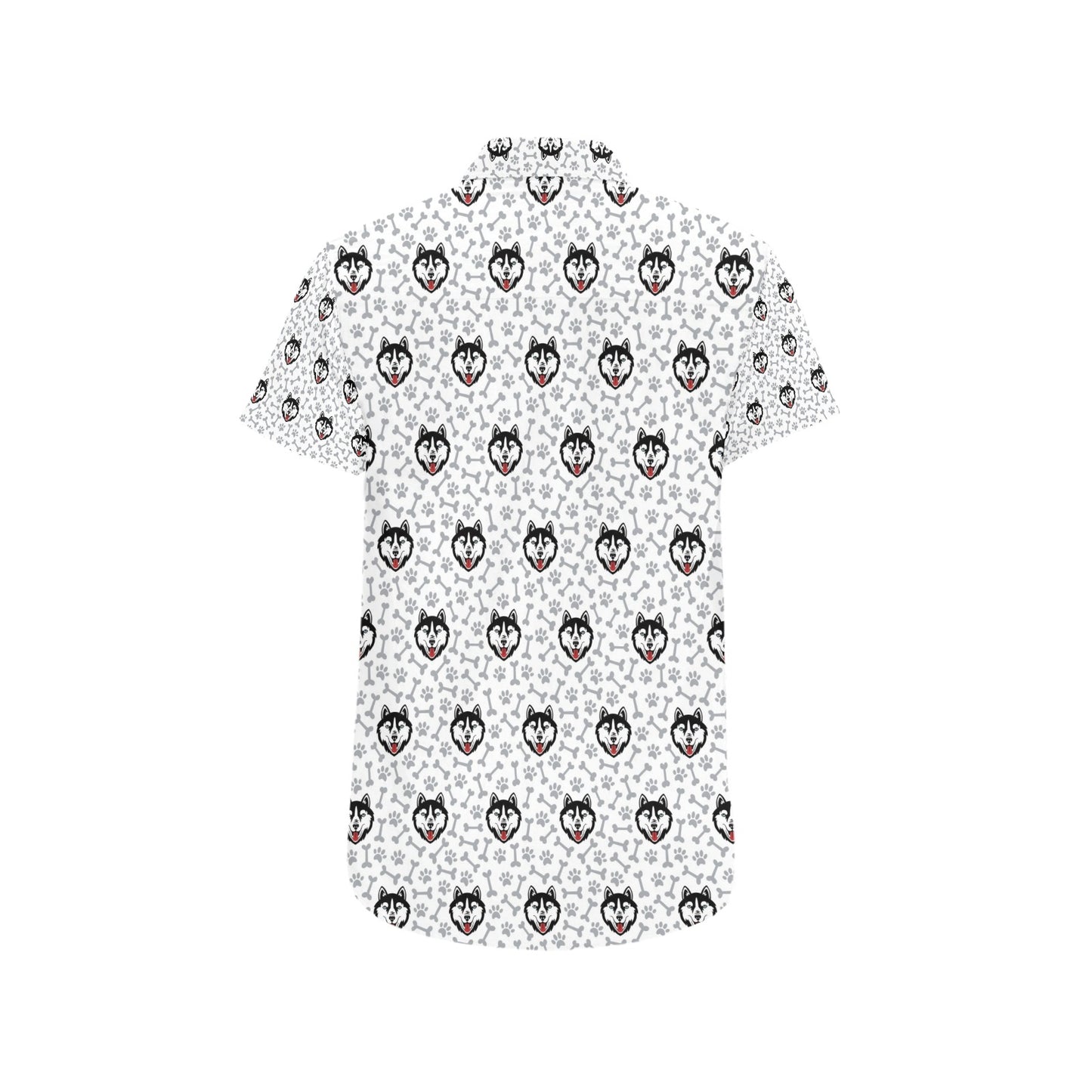 Siberian Huskies Print Design LKS305 Men Short Sleeve Button Up Shirt