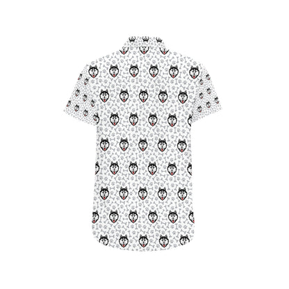 Siberian Huskies Print Design LKS305 Men Short Sleeve Button Up Shirt