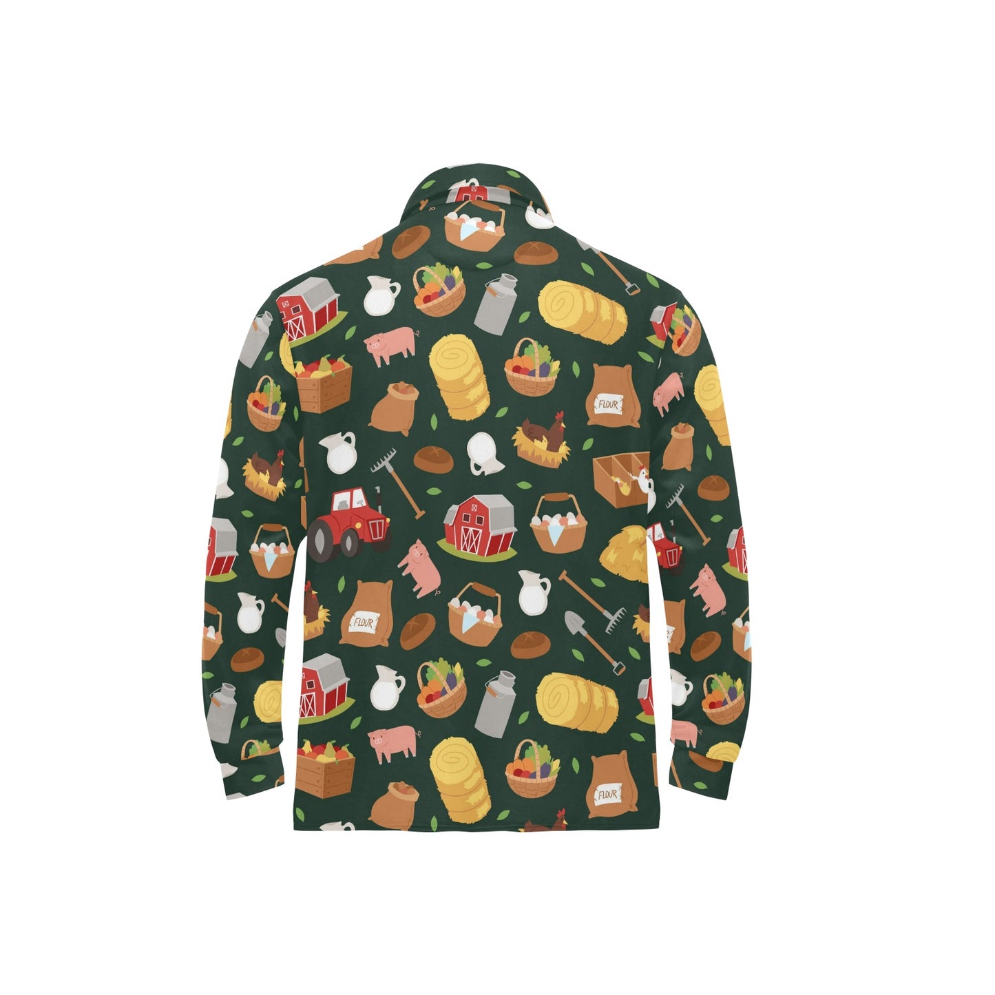 Agricultural Farm Print Design 02 Long Sleeve Polo Shirt For Men's
