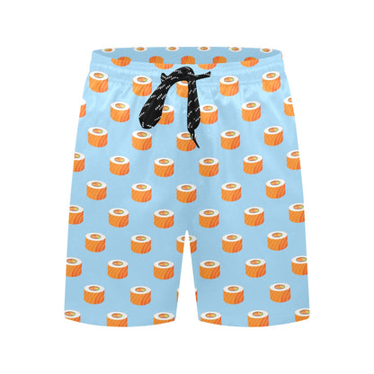 Salmon Sushi Print Design LKS307 Men's Swim Trunks Beach Shorts