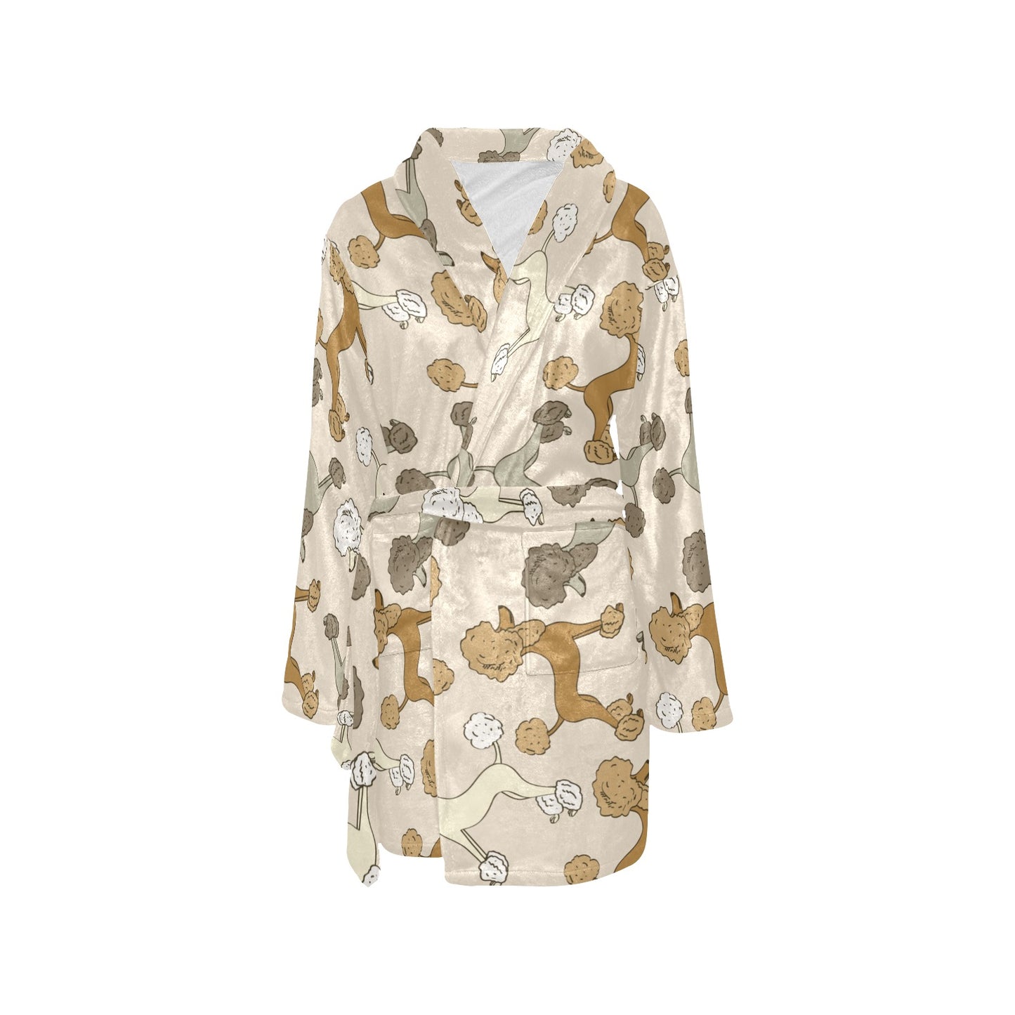 Poodle Pattern Print Design A01 Women's Fleece Robe