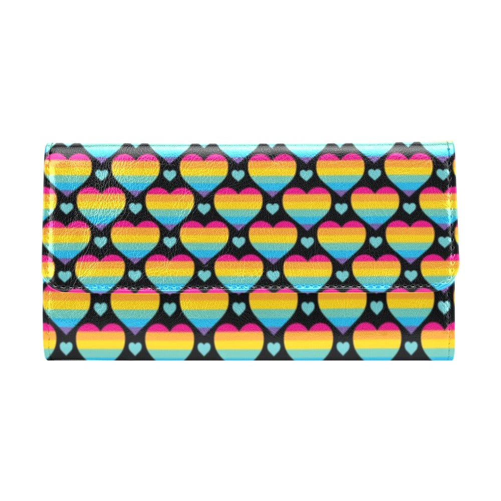 Rainbow Heart Print Pattern Women's Trifold Wallet