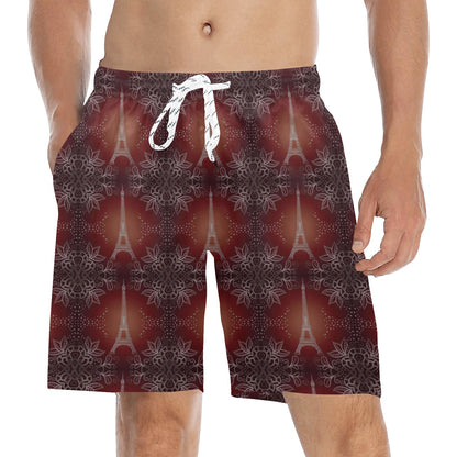 Eiffel Tower Drawing Print Men's Swim Trunks Beach Shorts