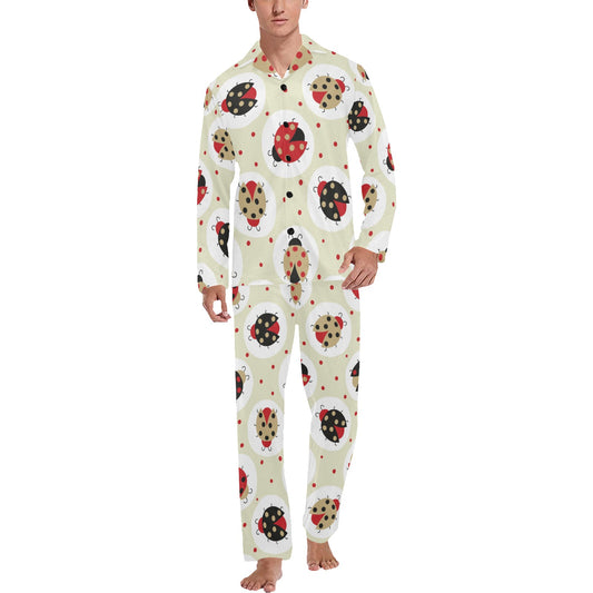 Ladybug Pattern Print Design 03 Men's Long Pajama Set