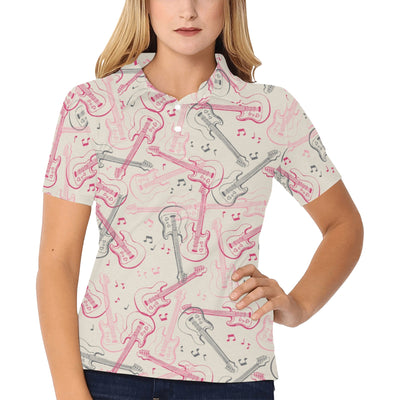 Bass Guitar Pattern Print Design 02 Women's Polo Shirt