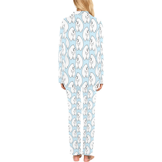 Polar Bear Pattern Print Design PB08 Women's Long Pajama Set