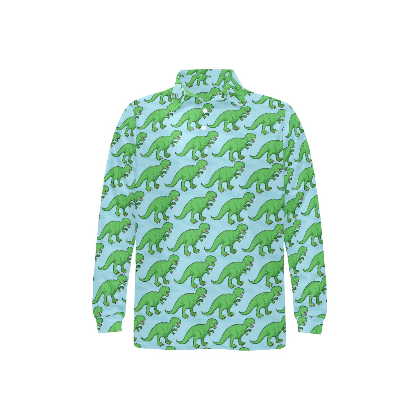 T Rex Pattern Print Design A01 Long Sleeve Polo Shirt For Men's